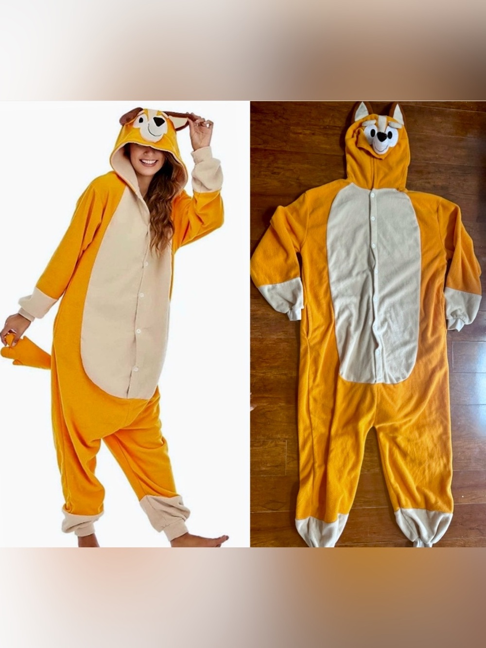 Bingo (Bluey) Cozy Fleece Union Suit 1-Piece Costume Halloween Costumes Adult XL